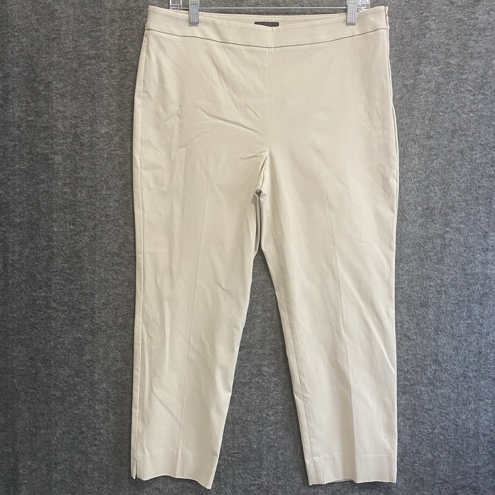 Talbots Chatham Crop Pants Womens 10 Beige Side Zip Stretch Preppy Office Casual